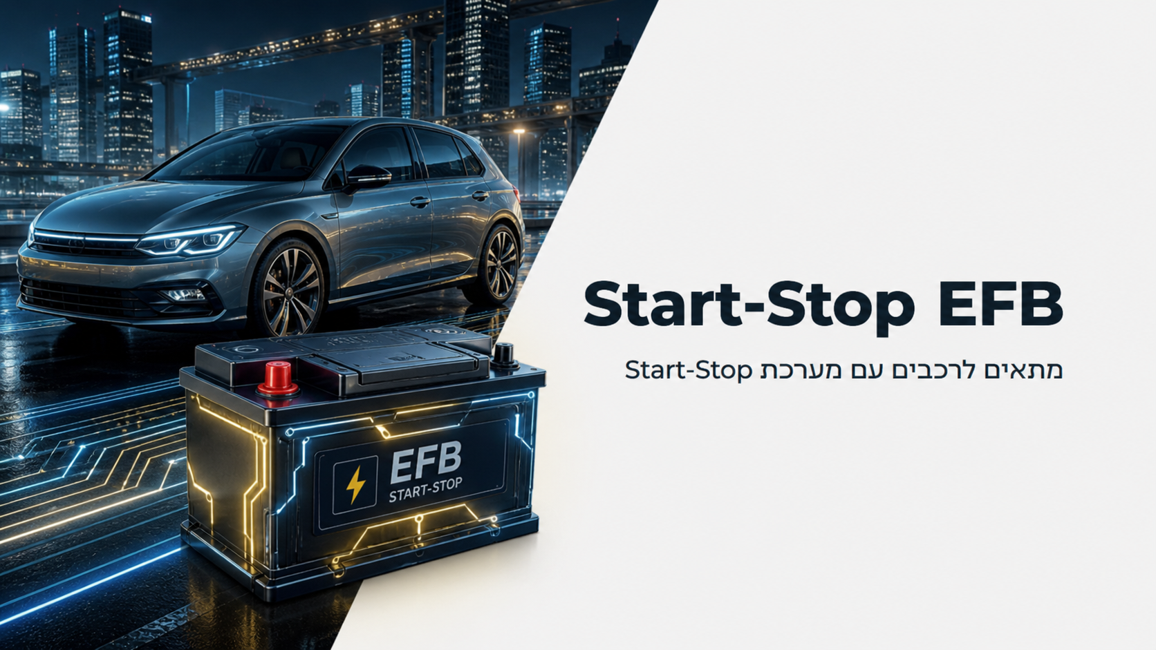 מצבר Start-Stop EFB לרכב כולל התקנה עד הבית